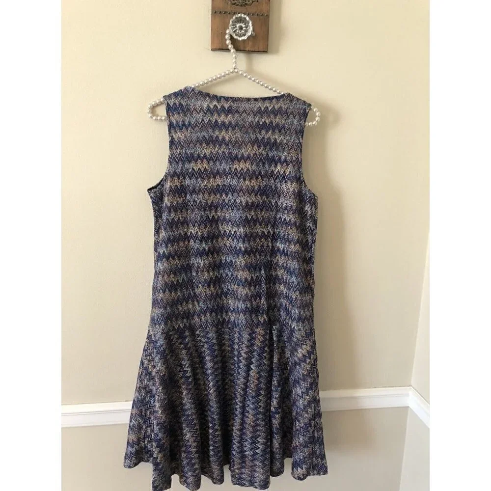 NWT Anthropologie Maeve Womens Size Small Westwater Blue Knit Dress Chevron - Picture 4 of 7